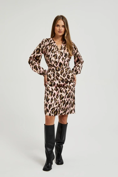 Sukienka w panterkę różowa 