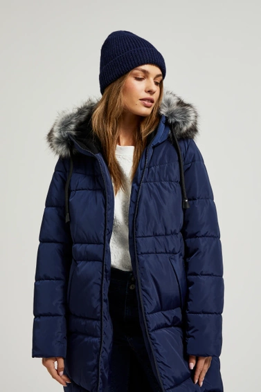 Zimowa pikowana kurtka granatowa
