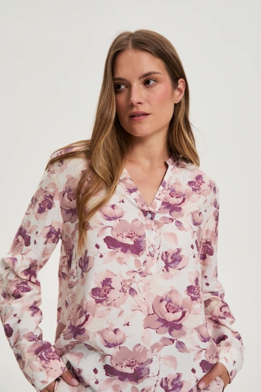 Koszula w kwiaty ecru