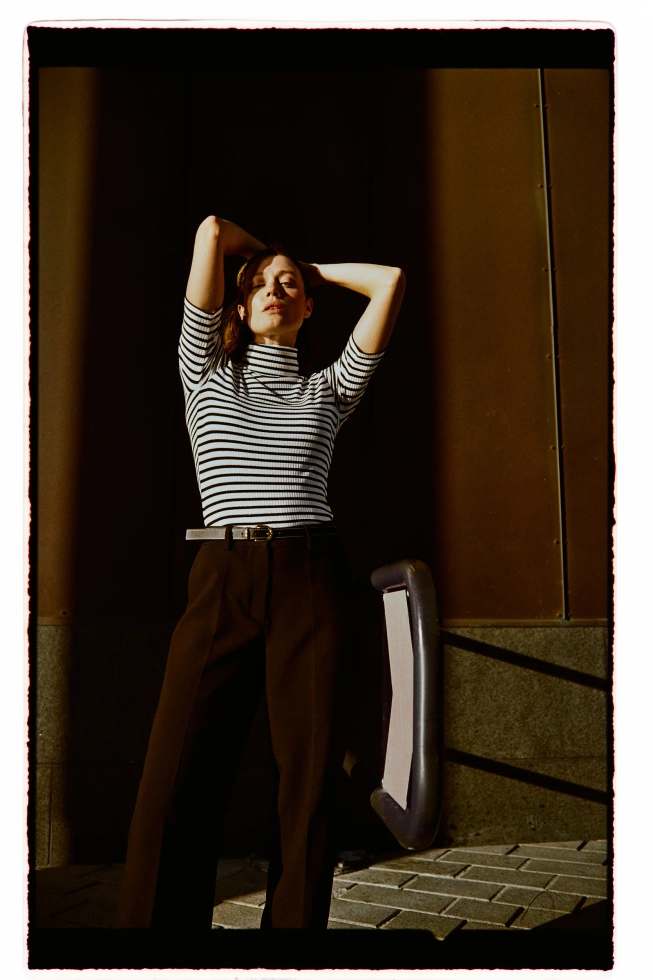 Bluzka z golfem w paski