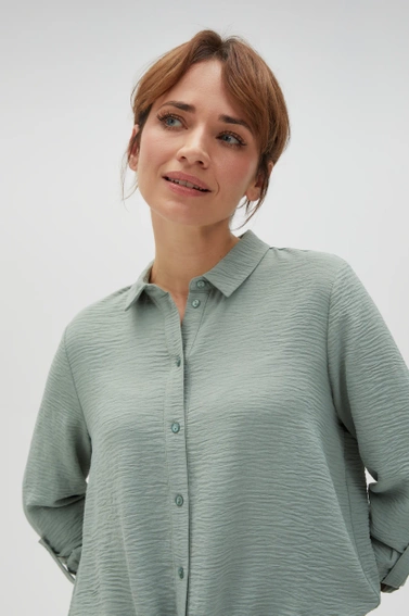 Koszula z wiązaniem oliwkowa