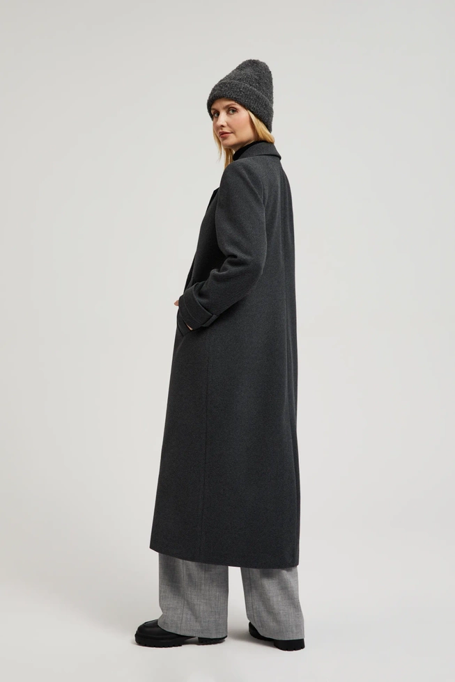Elegancki długi płaszcz szary