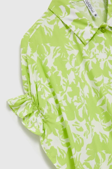 Koszula z marszczeniem na rękawach zielona