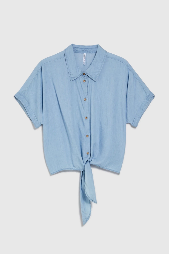 Koszula z materiału lyocell niebieska