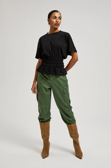 Bluzka z gumą w talii czarna