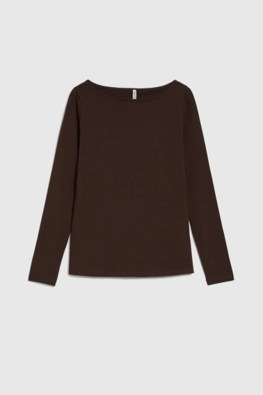 Dopasowana bluzka z długimi rękawami brązowa