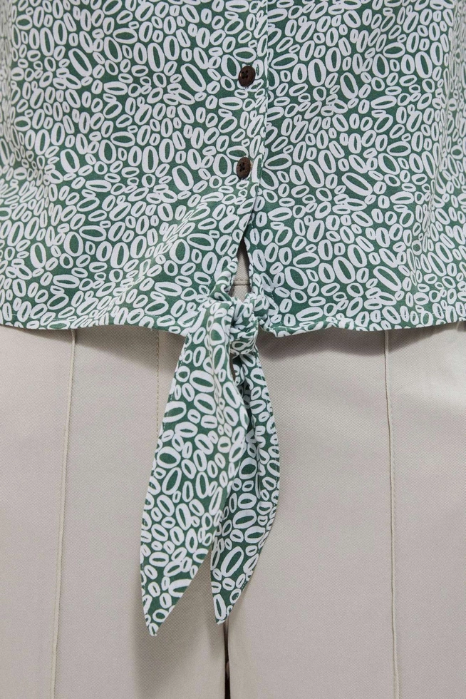 Bluzka koszulowa we wzory seledynowa