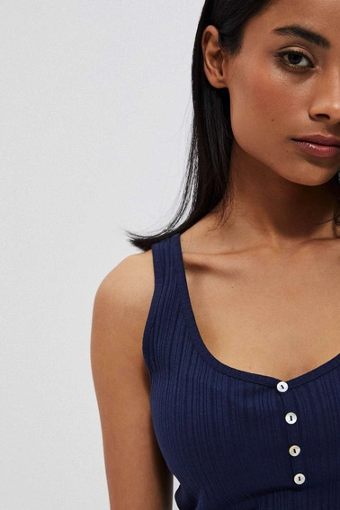 Top z guzikami granatowy