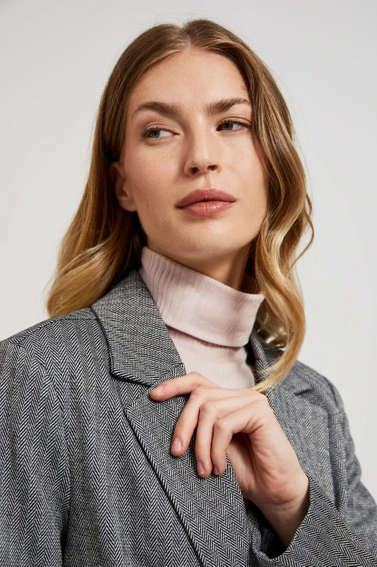 Jednorzędowa elegancka marynarka z długimi rękawami szara