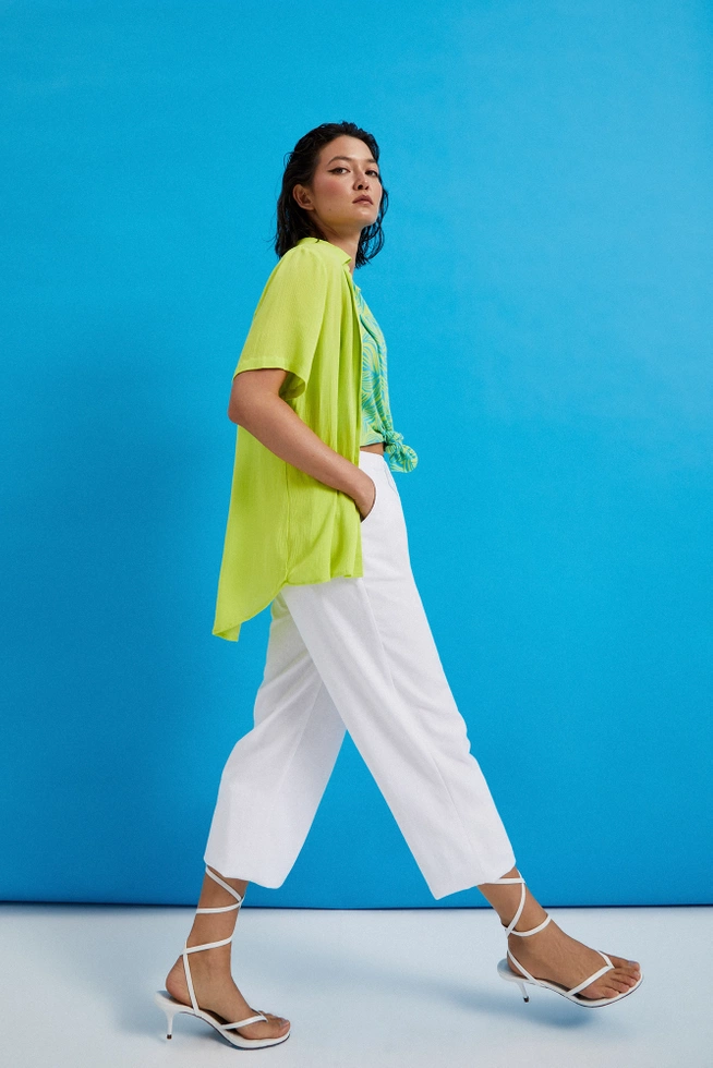 Gładkie wiskozowe spodnie białe