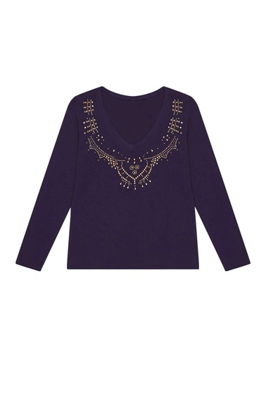 Bawełniana bluzka z dżetami