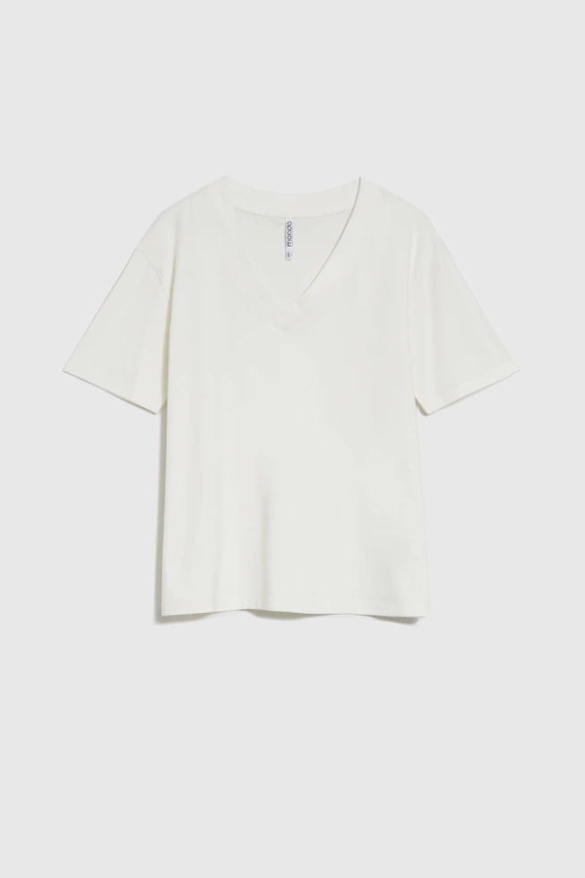 T-shirt z dekoltem w serek biały