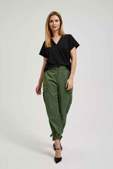 Bawełniana bluzka z dekoltem czarna