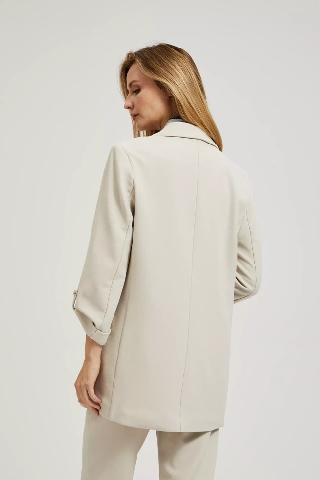 Marynarka z marszczonym rękawem 3/4 beżowa