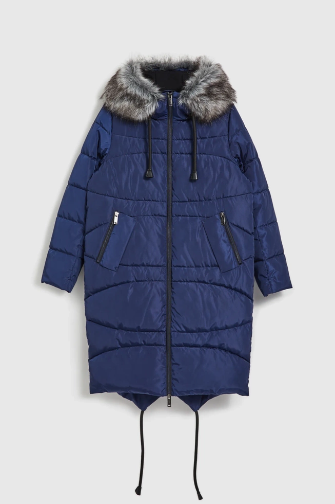 Zimowa pikowana kurtka granatowa