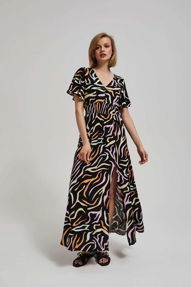 Wzorzysta sukienka maxi czarna