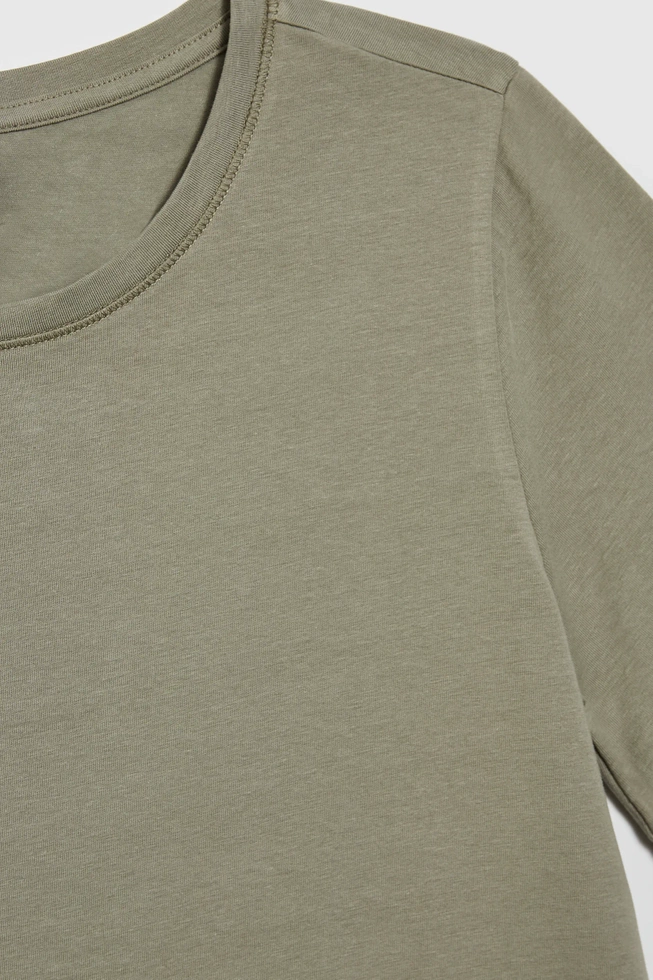 Gładki bawełniany t-shirt oliwkowy