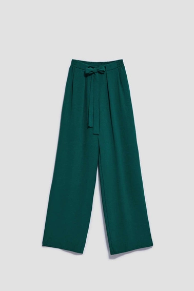 Spodnie z szerokimi nogawkami malachitowe