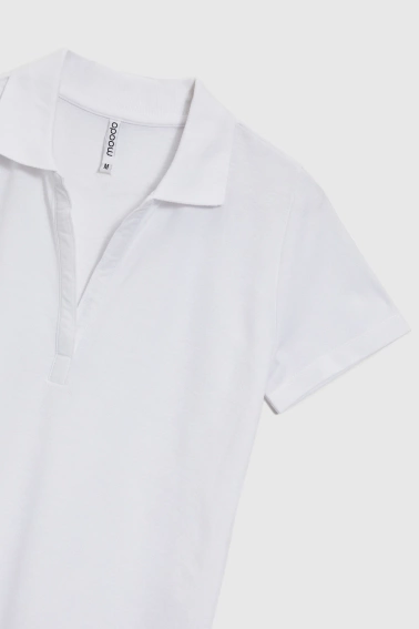 Bawełniana bluzka z kołnierzykiem biała 