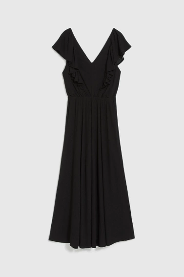 Sukienka z falbanką maxi czarna