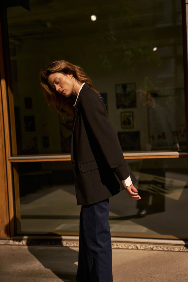 Gładka marynarka czarna