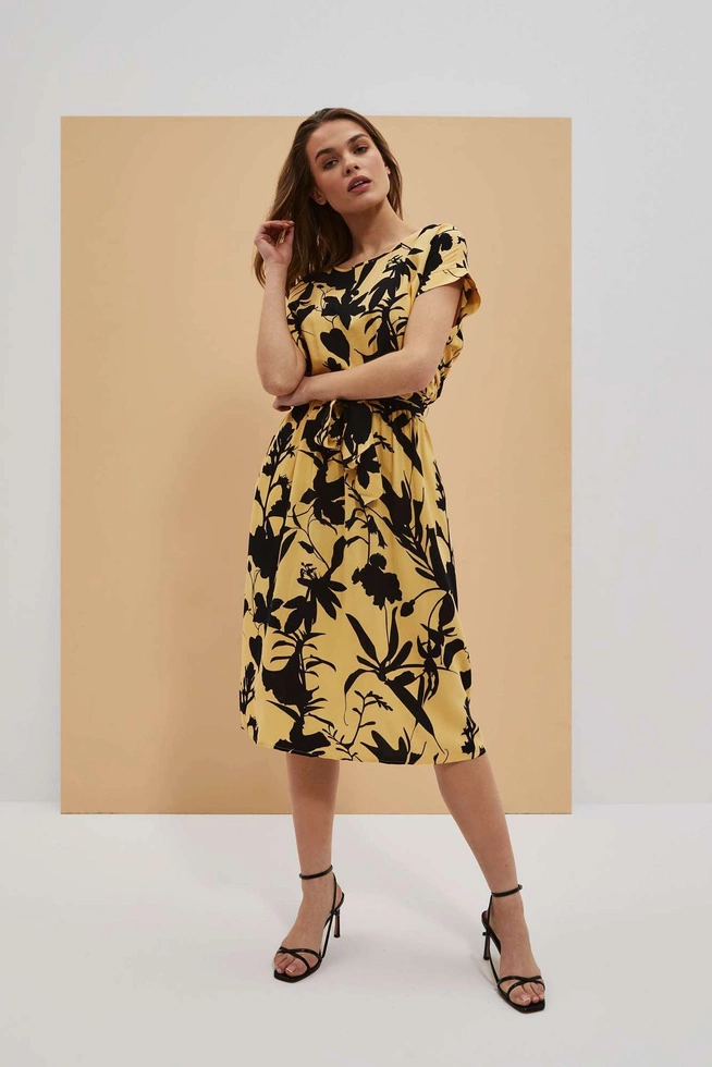 Wiskozowa sukienka z roślinnym wzorem