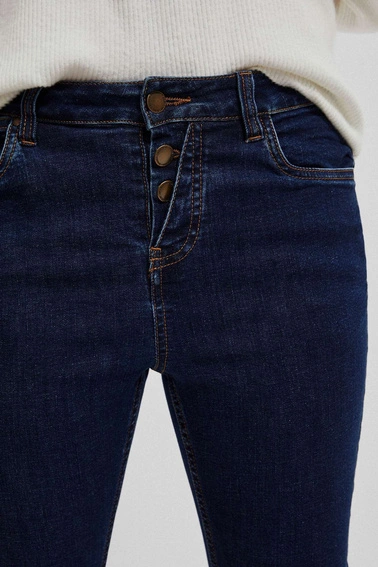 Jeansy push up zapinane na guziki granatowe