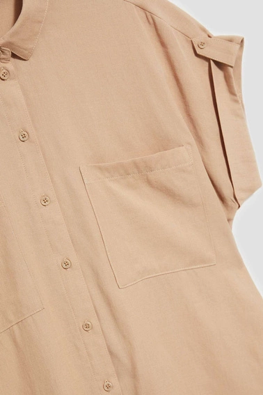 Koszula z krótkim rękawem ciemnobeżowa