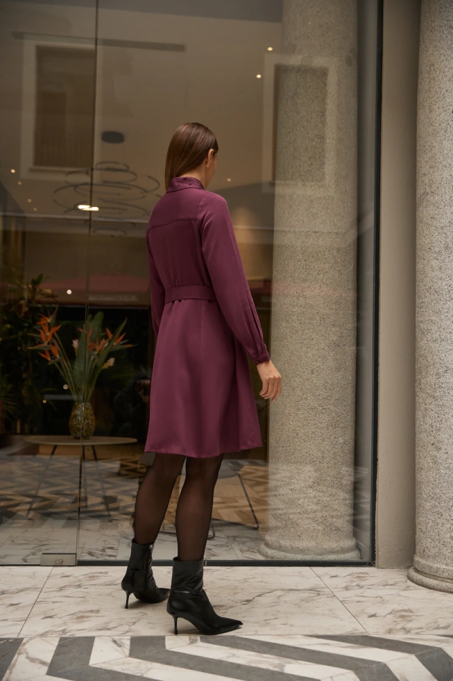 Koszulowa sukienka burgundowa