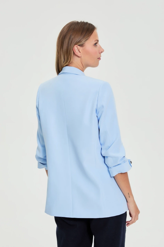 Marynarka z marszczonymi rękawami błękitna
