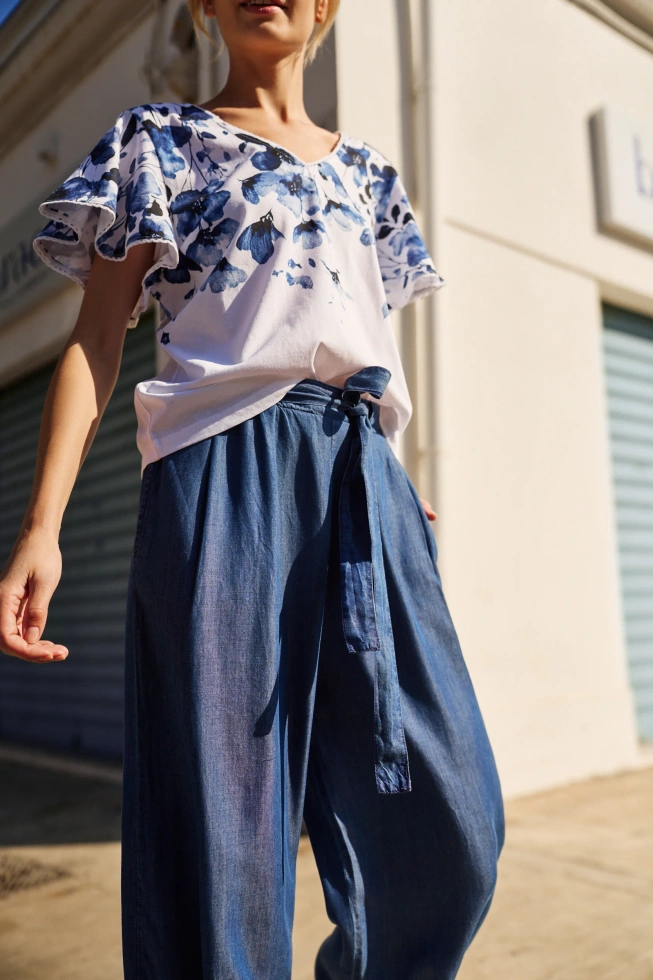 Spodnie lyocell niebieskie