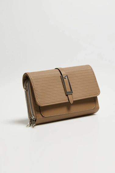 Torebka z zapięciem na zamek beżowa