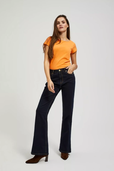 Jeansy bootcut z jasnymi przeszyciami granatowe