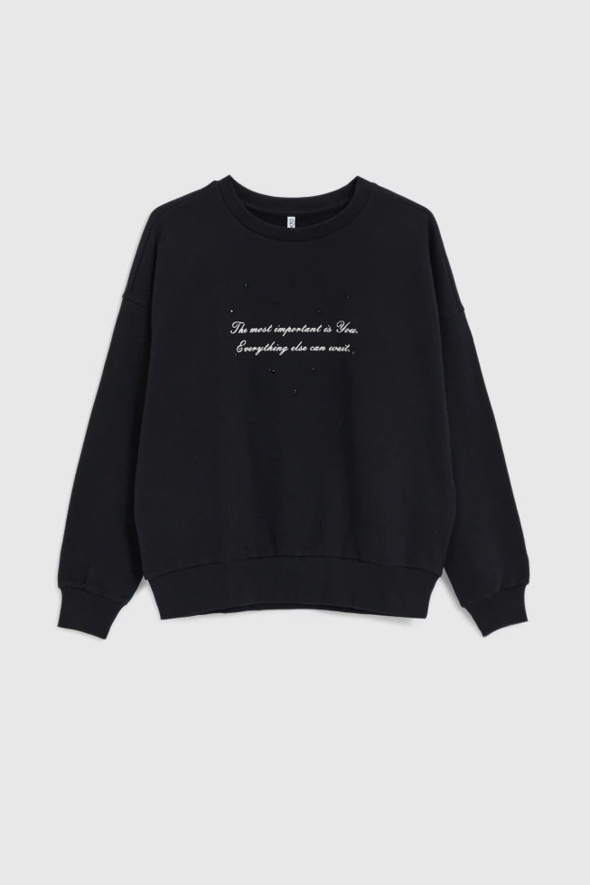 Bluza z napisem czarna