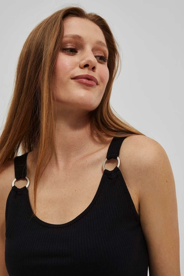 Dopasowany prążkowany top czarny