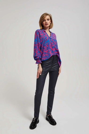 Koszula z dekoltem w serek fuksjowa