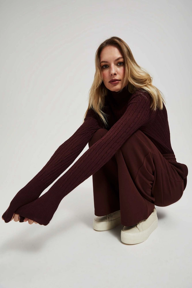 Spodnie z szerokimi nogawkami kasztanowe