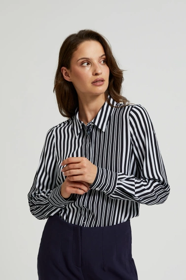 Koszula w paski z długimi rękawami czarna