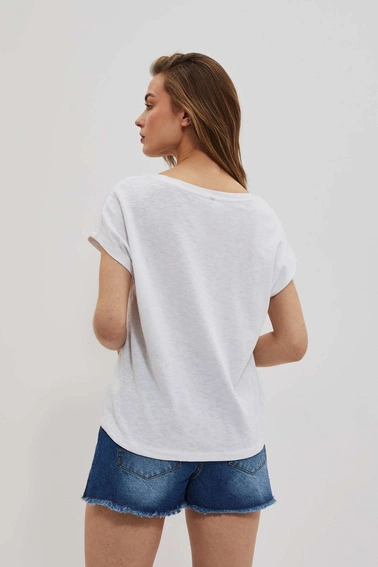 T-shirt z wiązaniem w pasie biały