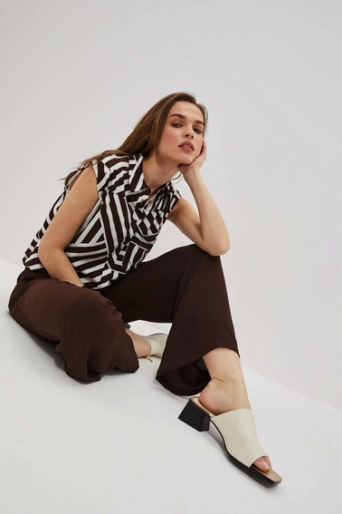 Spodnie z szerokimi nogawkami ciemnobrązowe