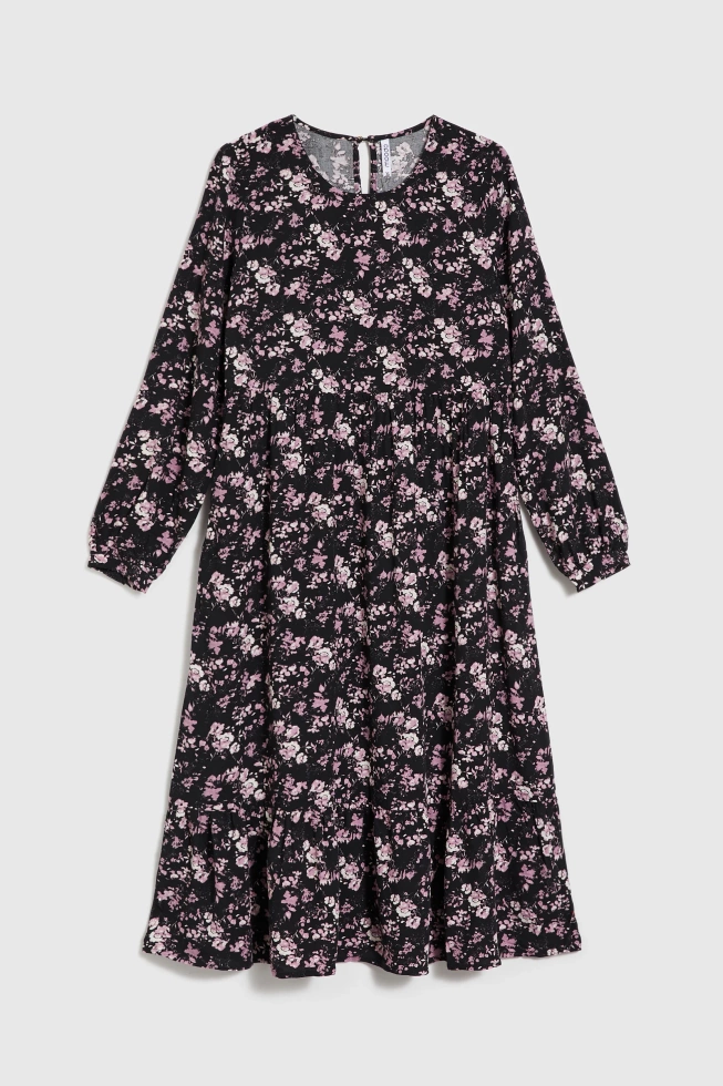 Sukienka midi w kwiatki czarna