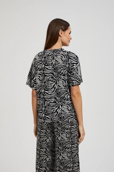 Wiskozowa koszula z wzorem czarna