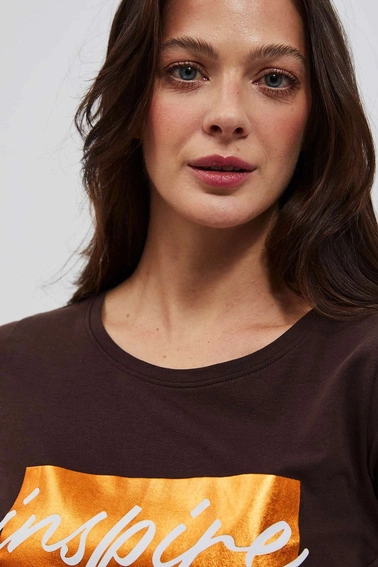 T-shirt z napisem ciemnbrązowy