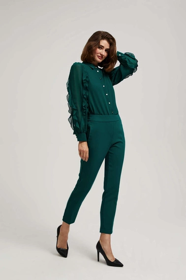 Spodnie w kant z nogawką 7/8 szmaragdowe