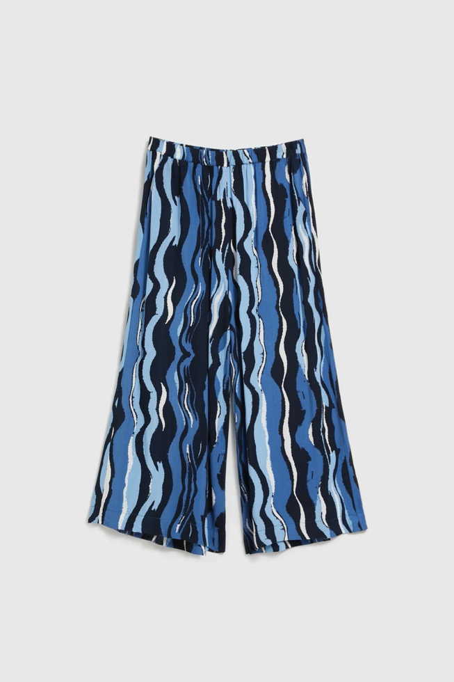 Wzorzyste spodnie kuloty niebieskie