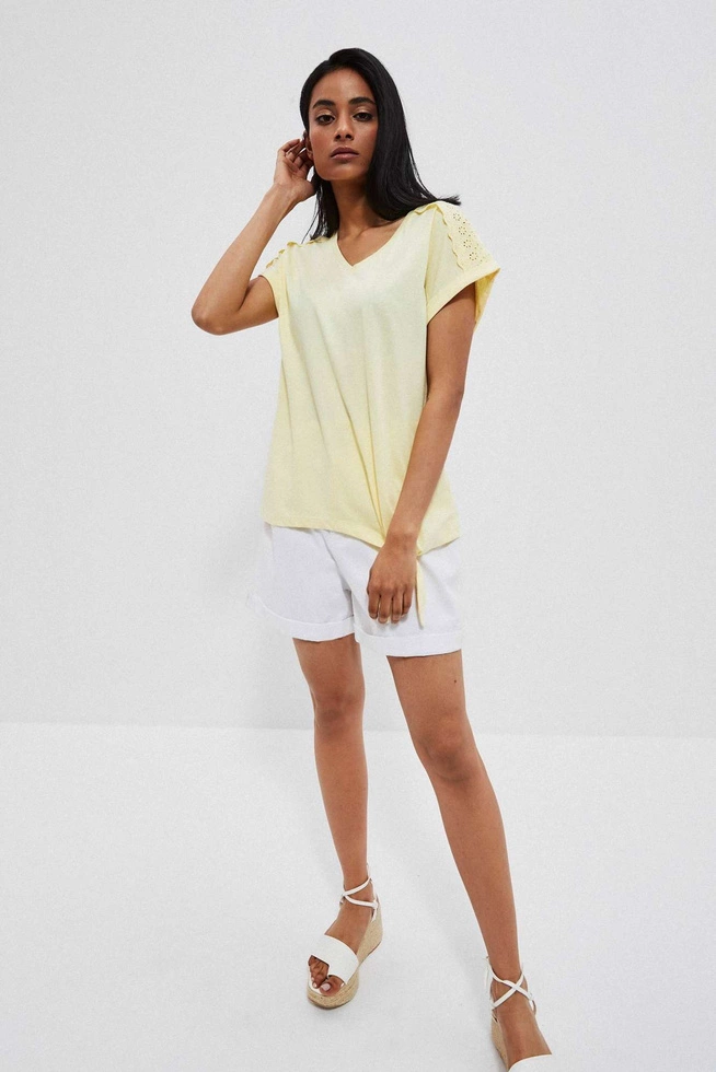 Bawełniana bluzka z wiązaniem cytrynowa