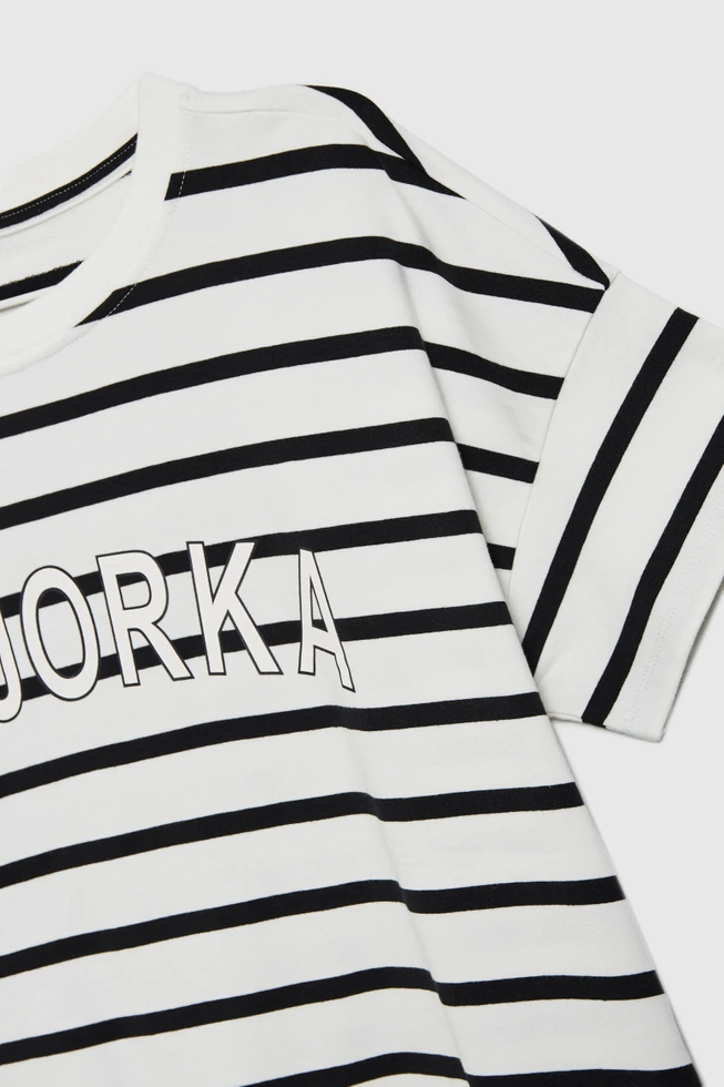 Bluza w paski z napisem biała