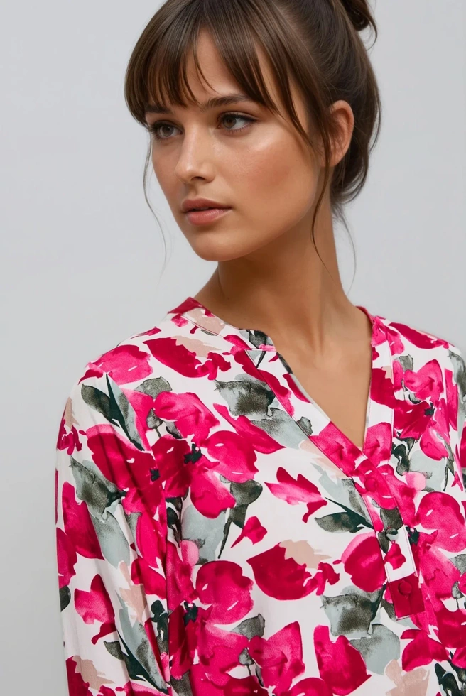 Wzorzysta koszula fuksjowa