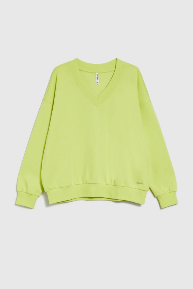 Bluza z dekoltem w serek limonkowa