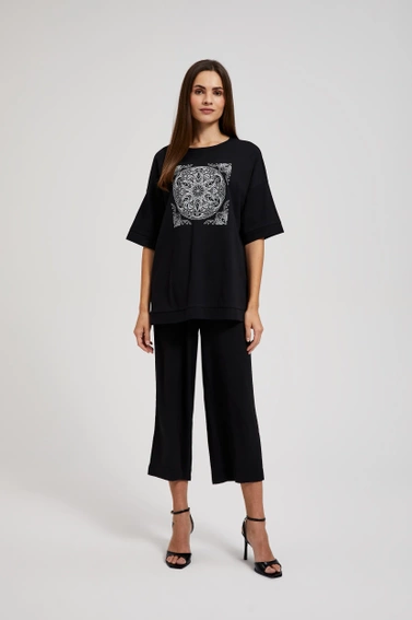 Bluzka oversize z krótkimi rękawami czarna